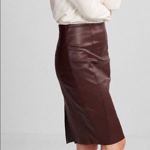 Express Brown Faux Leather Pencil Skirt